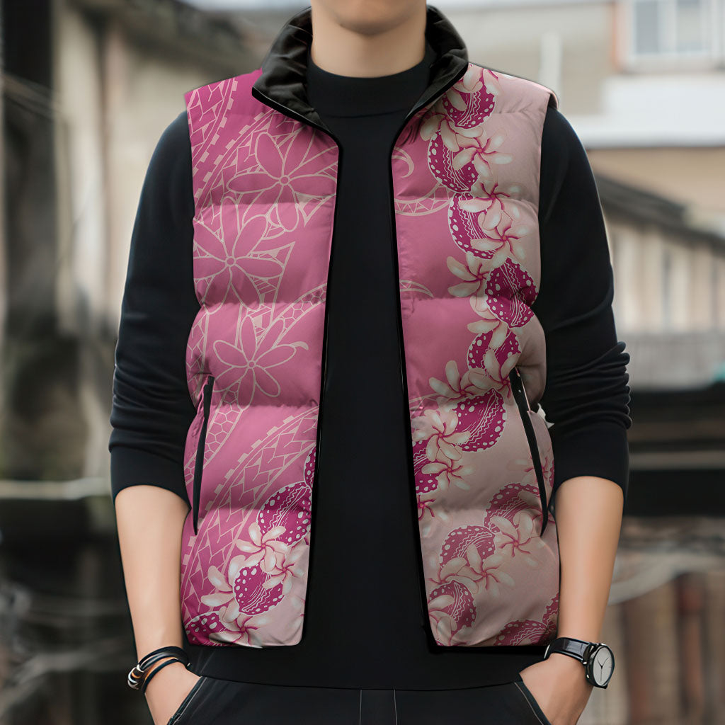 Heiva i Tahiti Sleeveless Puffer Jacket Tahitian Tiare Maori Cowrie Lei Pink LT14 - Polynesian Pride