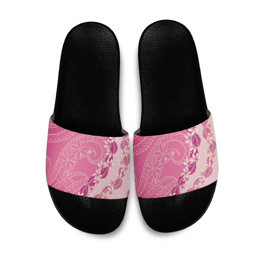 Heiva i Tahiti Slide Sandals Tahitian Tiare Maori Cowrie Lei Pink LT14 Pink - Polynesian Pride
