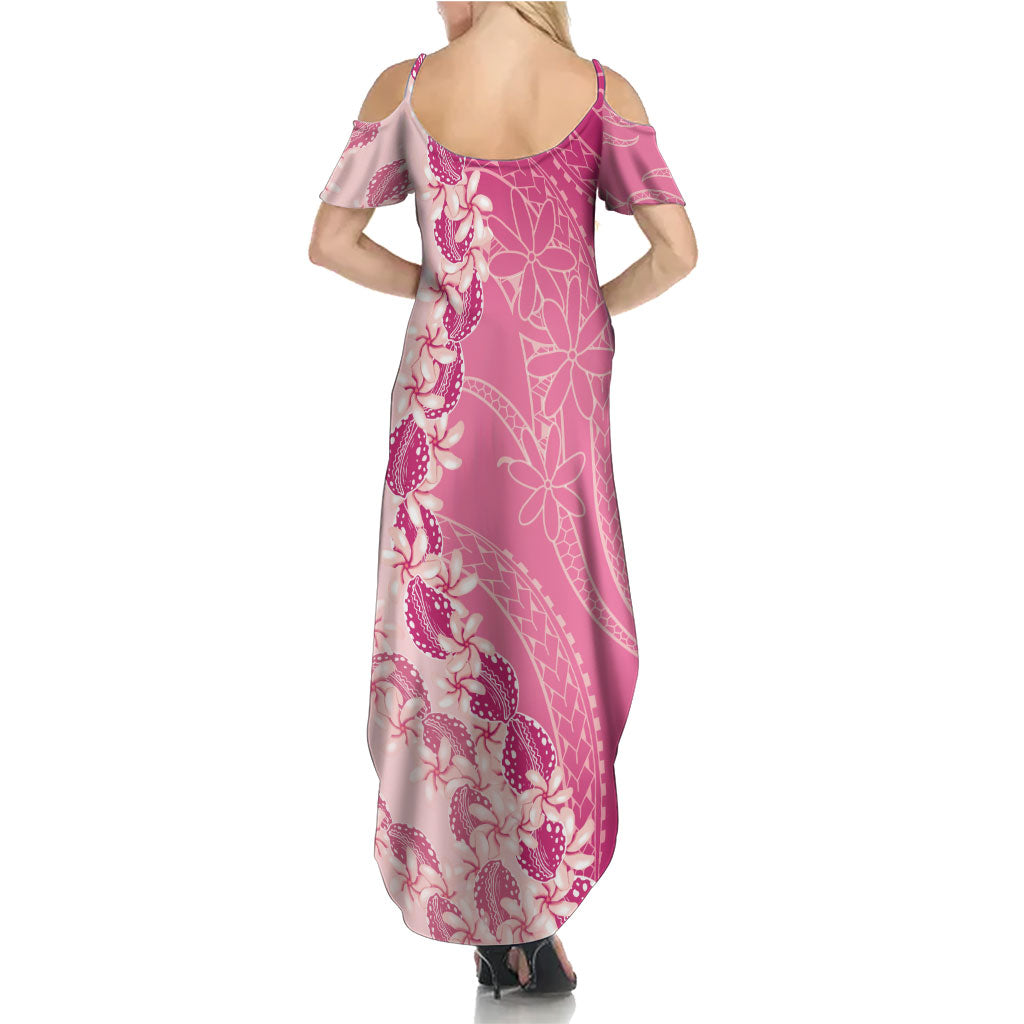 Heiva i Tahiti Summer Maxi Dress Tahitian Tiare Maori Cowrie Lei Pink LT14 - Polynesian Pride