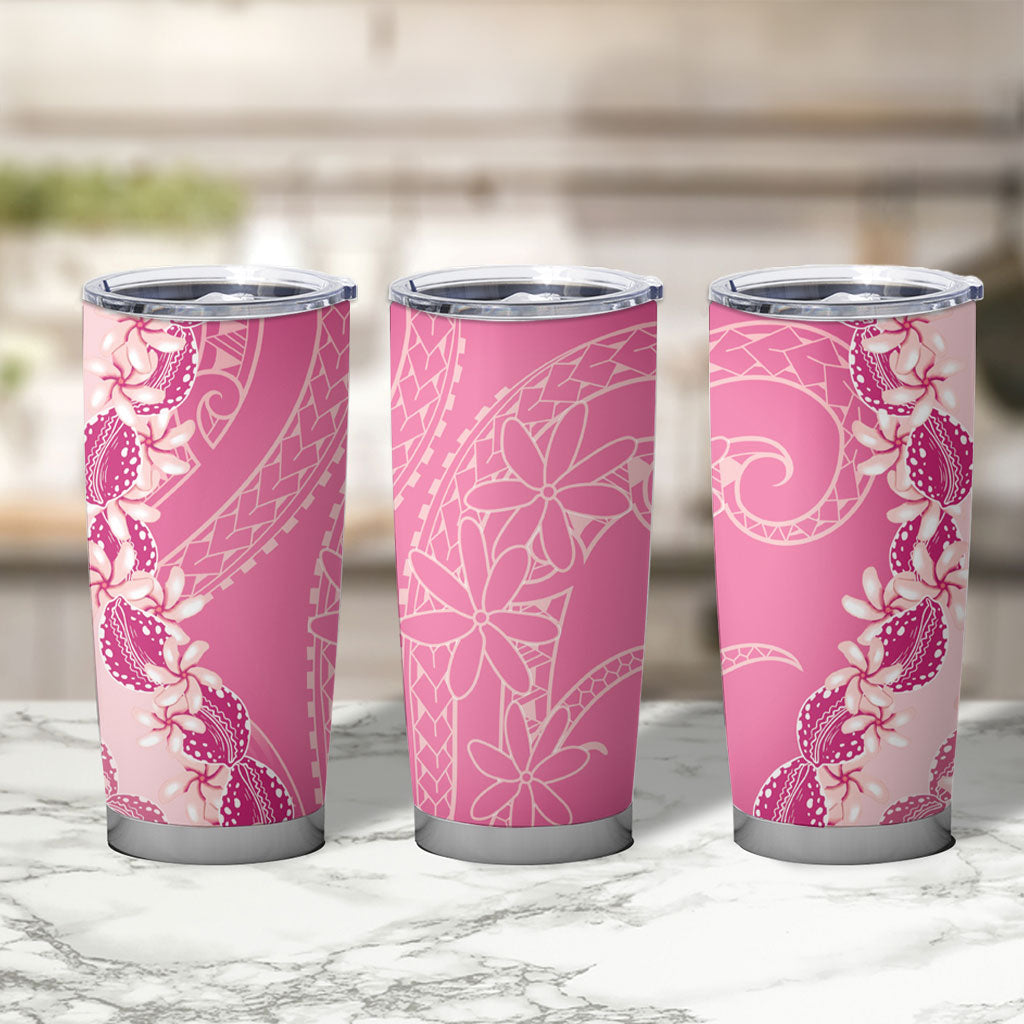 Heiva i Tahiti Tumbler Cup Tahitian Tiare Maori Cowrie Lei Pink LT14 - Polynesian Pride
