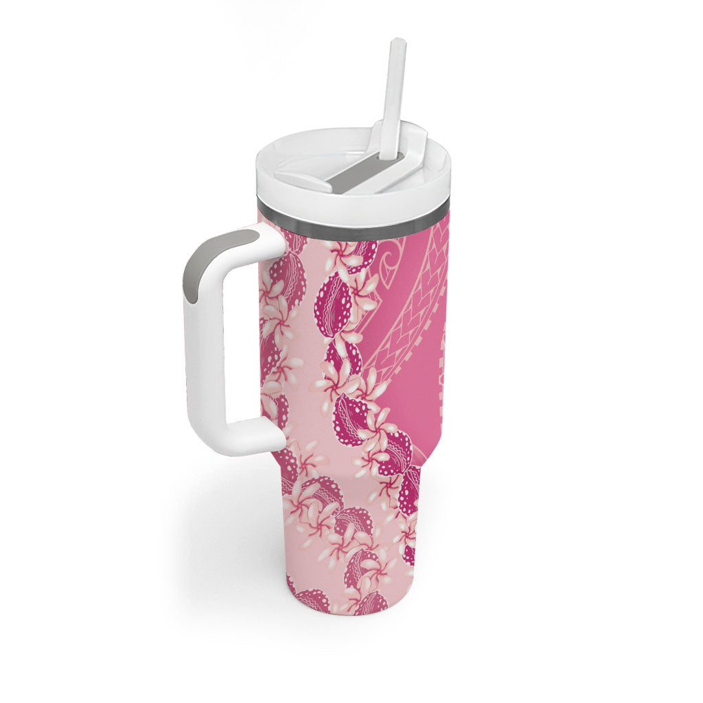 Heiva i Tahiti Tumbler With Handle Tahitian Tiare Maori Cowrie Lei Pink LT14 - Polynesian Pride