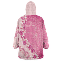 Heiva i Tahiti Wearable Blanket Hoodie Tahitian Tiare Maori Cowrie Lei Pink LT14 - Polynesian Pride