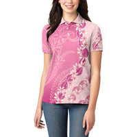 Heiva i Tahiti Women Polo Shirt Tahitian Tiare Maori Cowrie Lei Pink LT14 - Polynesian Pride