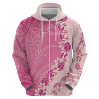 Heiva i Tahiti Zip Hoodie Tahitian Tiare Maori Cowrie Lei Pink LT14 - Polynesian Pride