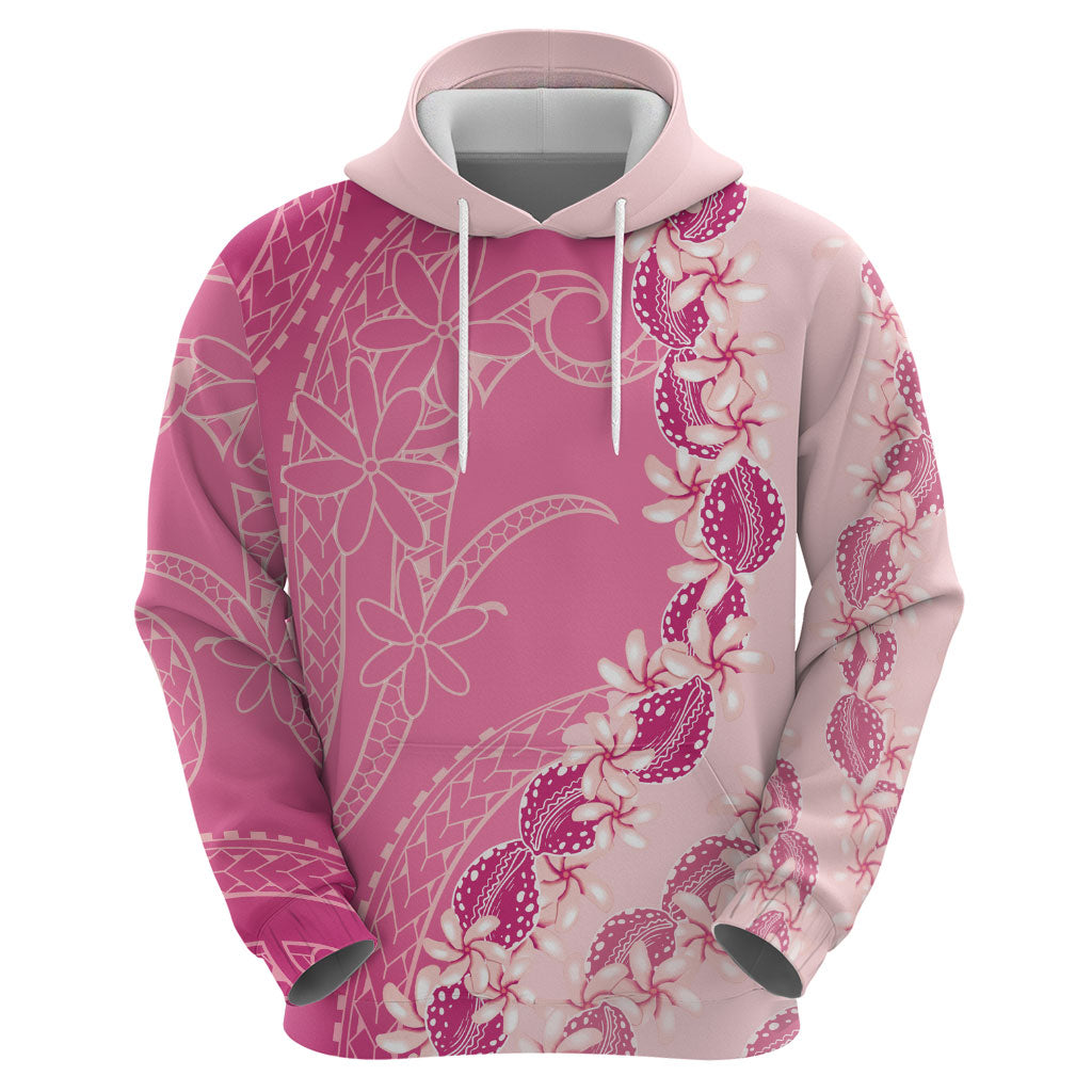 Heiva i Tahiti Zip Hoodie Tahitian Tiare Maori Cowrie Lei Pink LT14 - Polynesian Pride
