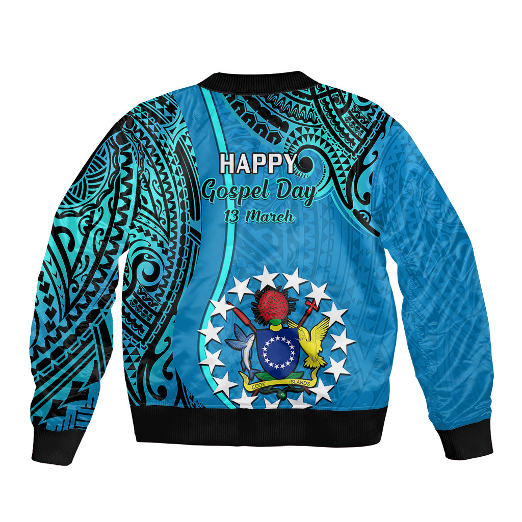 13 March Penrhyn Island Gospel Day Sleeve Zip Bomber Jacket Cook Islands Tribal Pattern LT14 - Polynesian Pride