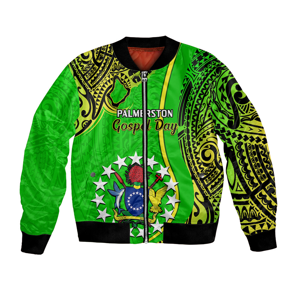 25 May Palmerston Island Gospel Day Bomber Jacket Cook Islands Tribal Pattern LT14 Unisex Green - Polynesian Pride