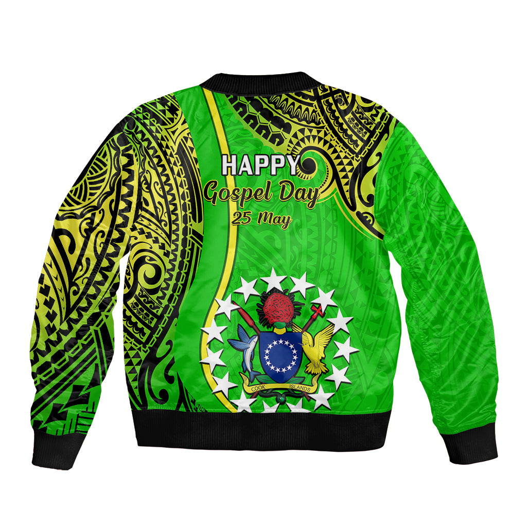 25 May Palmerston Island Gospel Day Sleeve Zip Bomber Jacket Cook Islands Tribal Pattern LT14 - Polynesian Pride