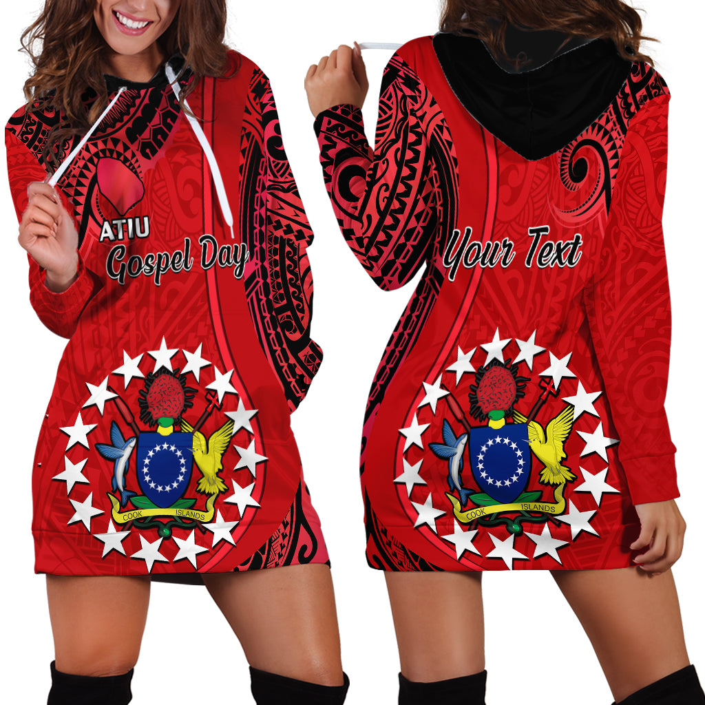 Personalised 20 July Atiu Island Gospel Day Hoodie Dress Cook Islands Tribal Pattern LT14 - Polynesian Pride