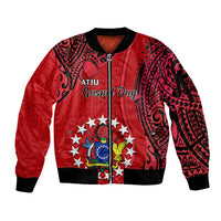 Personalised 20 July Atiu Island Gospel Day Sleeve Zip Bomber Jacket Cook Islands Tribal Pattern LT14 Unisex Red - Polynesian Pride