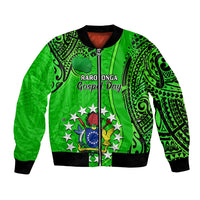 25 July Rarotonga Island Gospel Day Bomber Jacket Cook Islands Tribal Pattern LT14 Unisex Green - Polynesian Pride