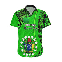 Personalised 25 July Rarotonga Island Gospel Day Hawaiian Shirt Cook Islands Tribal Pattern LT14 Green - Polynesian Pride