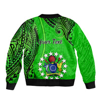 Personalised 21 July Mitiaro Island Gospel Day Sleeve Zip Bomber Jacket Cook Islands Tribal Pattern LT14 - Polynesian Pride