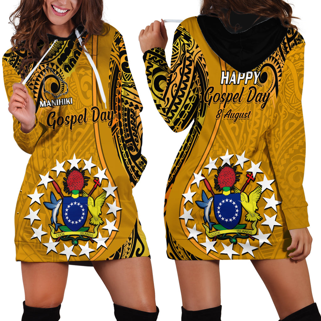 8 August Manihiki Island Gospel Day Hoodie Dress Cook Islands Tribal Pattern LT14 - Polynesian Pride