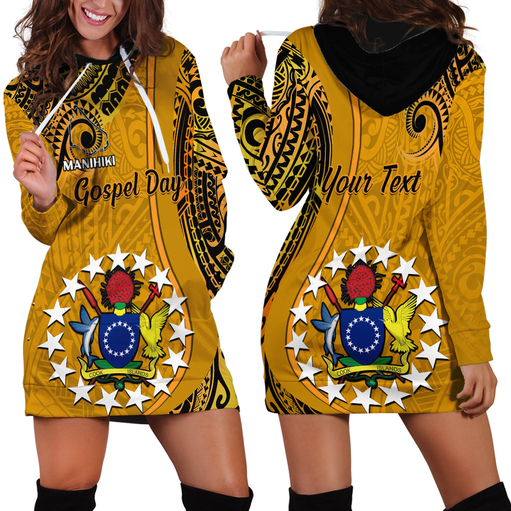 Personalised 8 August Manihiki Island Gospel Day Hoodie Dress Cook Islands Tribal Pattern LT14 - Polynesian Pride