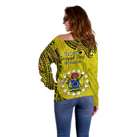 27 October Aitutaki Island Gospel Day Off Shoulder Sweater Cook Islands Tribal Pattern LT14 - Polynesian Pride