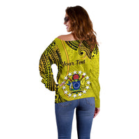 Personalised 27 October Aitutaki Island Gospel Day Off Shoulder Sweater Cook Islands Tribal Pattern LT14 - Polynesian Pride