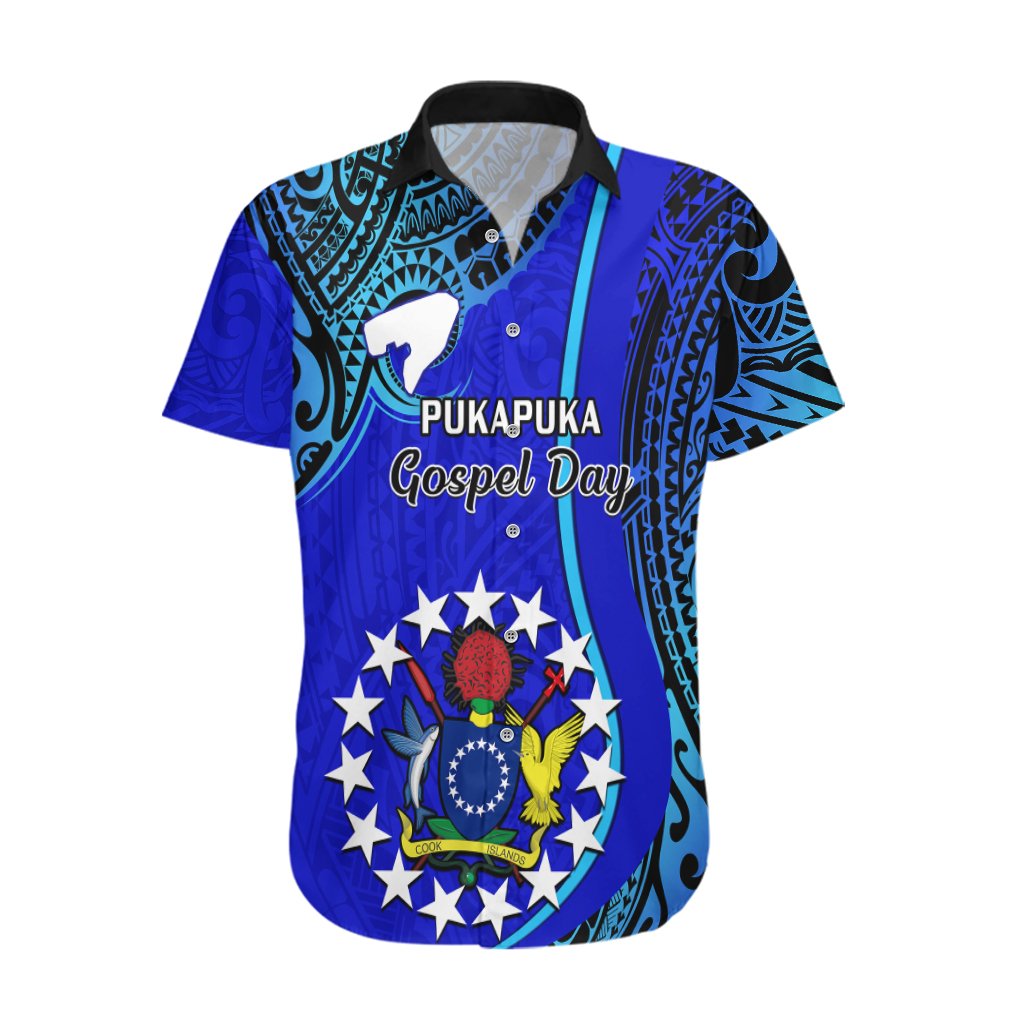 8 December Pukapuka Island Gospel Day Hawaiian Shirt Cook Islands Tribal Pattern LT14 Blue - Polynesian Pride