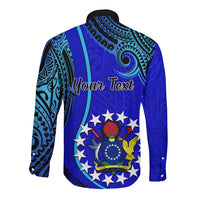 Personalised 8 December Pukapuka Island Gospel Day Long Sleeve Button Shirt Cook Islands Tribal Pattern LT14 - Polynesian Pride