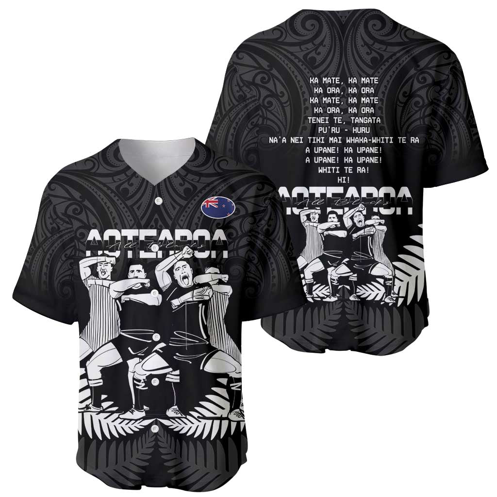 New Zealand Silver Fern Rugby Baseball Jersey Haka Dance With Aotearoa Maori Pattern