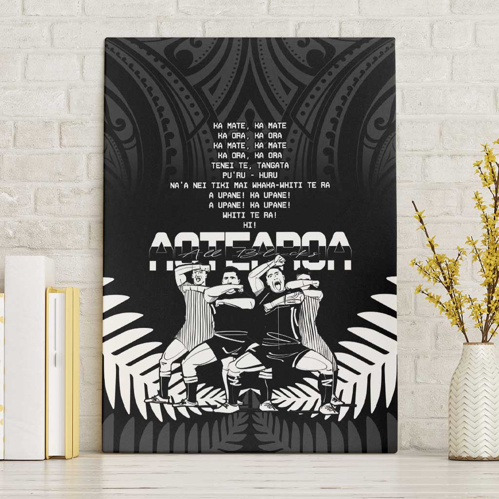 New Zealand Silver Fern Rugby Canvas Wall Art Haka Dance With Aotearoa Maori Pattern