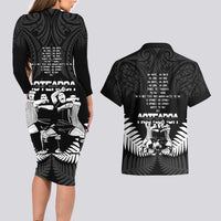 New Zealand Silver Fern Rugby Couples Matching Long Sleeve Bodycon Dress and Hawaiian Shirt Haka Dance With Aotearoa Maori Pattern