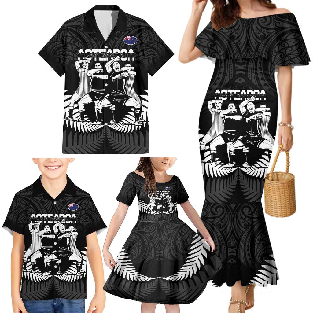 New Zealand Silver Fern Rugby Family Matching Mermaid Dress and Hawaiian Shirt Haka Dance With Aotearoa Maori Pattern