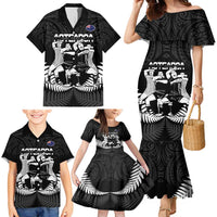 New Zealand Silver Fern Rugby Family Matching Mermaid Dress and Hawaiian Shirt Haka Dance With Aotearoa Maori Pattern