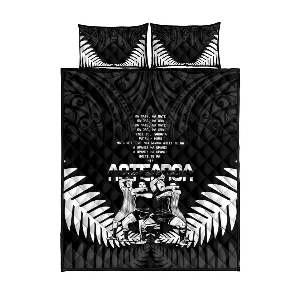 New Zealand Silver Fern Rugby Quilt Bed Set Haka Dance With Aotearoa Maori Pattern