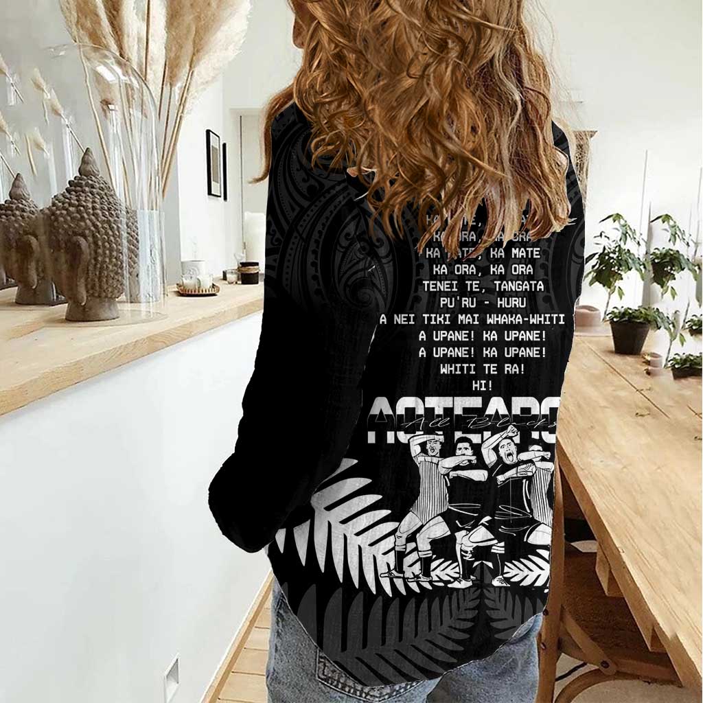 New Zealand Silver Fern Rugby Women Casual Shirt Haka Dance With Aotearoa Maori Pattern LT14 - Polynesian Pride