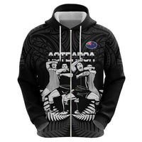 New Zealand Silver Fern Rugby Zip Hoodie Haka Dance With Aotearoa Maori Pattern LT14 - Polynesian Pride