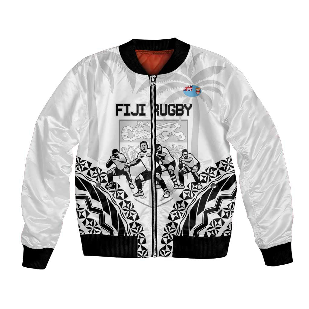 Fiji Tapa Rugby Bomber Jacket Cibi Dance With Fijian Pattern