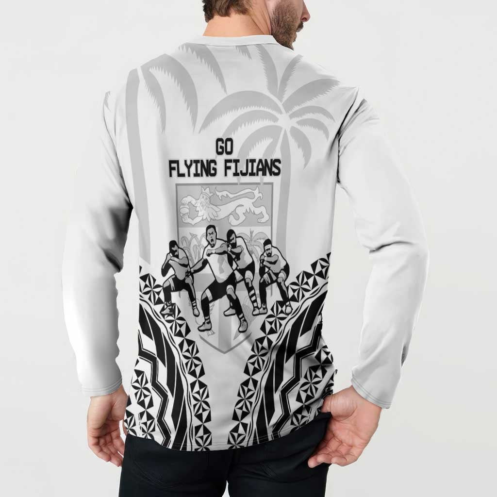 Fiji Tapa Rugby Button Sweatshirt Cibi Dance With Fijian Pattern