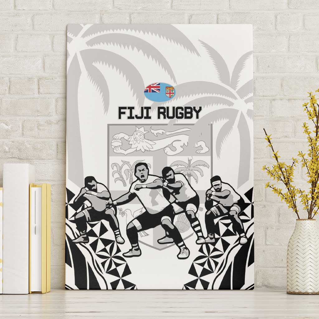 Fiji Tapa Rugby Canvas Wall Art Cibi Dance With Fijian Pattern