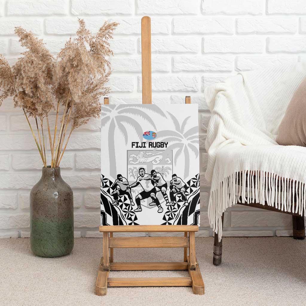 Fiji Tapa Rugby Canvas Wall Art Cibi Dance With Fijian Pattern
