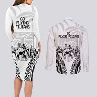 Fiji Tapa Rugby Couples Matching Long Sleeve Bodycon Dress and Long Sleeve Button Shirt Cibi Dance With Fijian Pattern