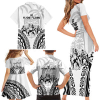 Fiji Tapa Rugby Family Matching Short Sleeve Bodycon Dress and Hawaiian Shirt Cibi Dance With Fijian Pattern