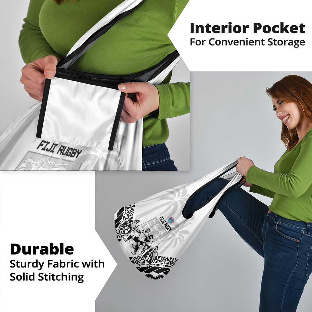 Fiji Tapa Rugby Grocery Bag Cibi Dance With Fijian Pattern