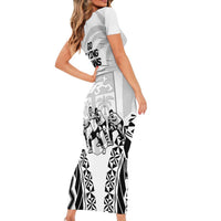 Fiji Tapa Rugby Short Sleeve Bodycon Dress Cibi Dance With Fijian Pattern