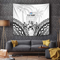 Fiji Tapa Rugby Tapestry Cibi Dance With Fijian Pattern