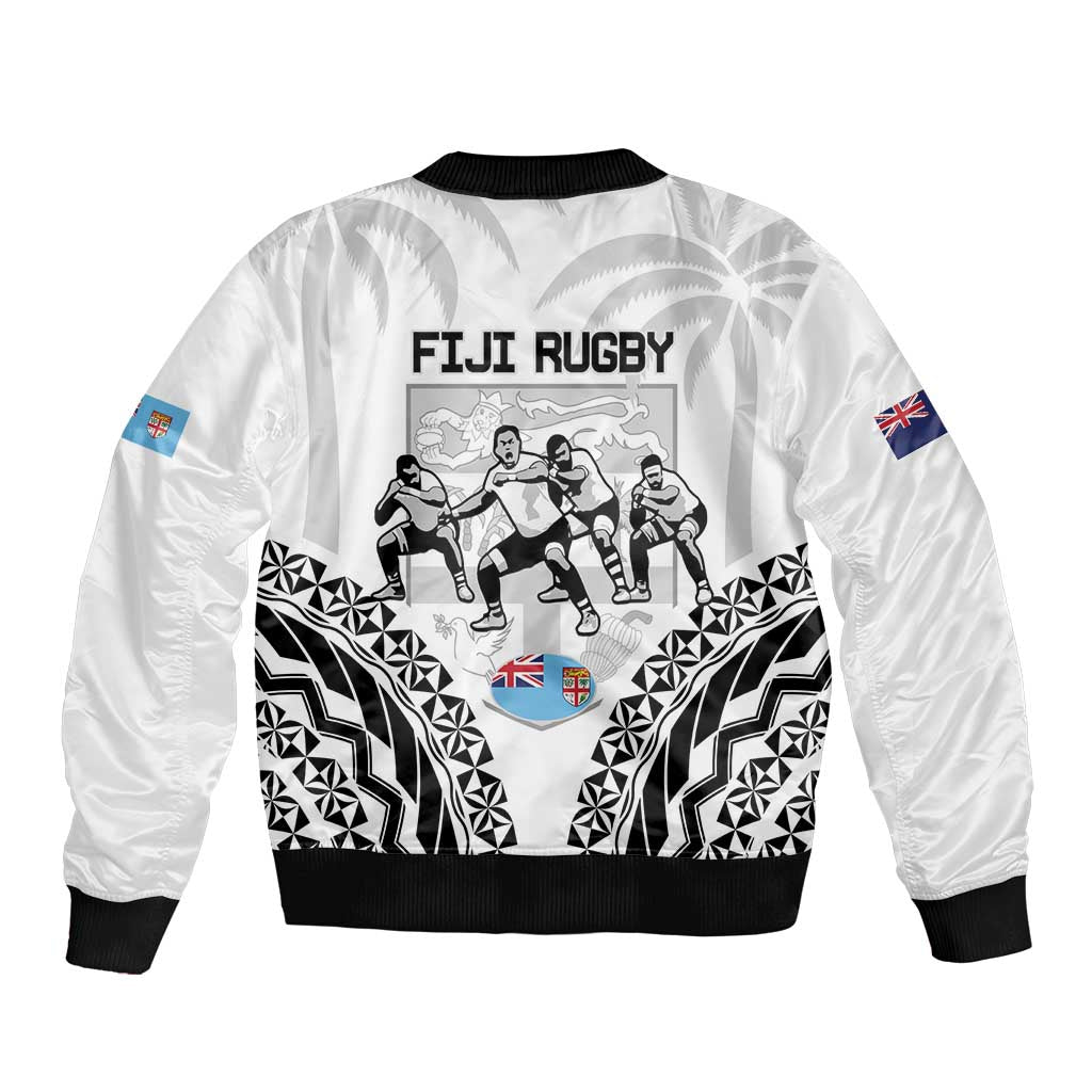 New Zealand And Fiji Tapa Rugby Bomber Jacket Haka Dance Mix Cibi Dance Together