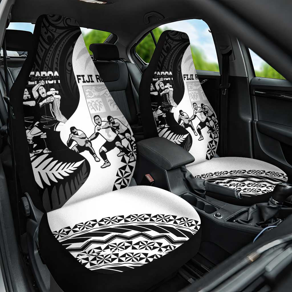 New Zealand And Fiji Tapa Rugby Car Seat Cover Haka Dance Mix Cibi Dance Together