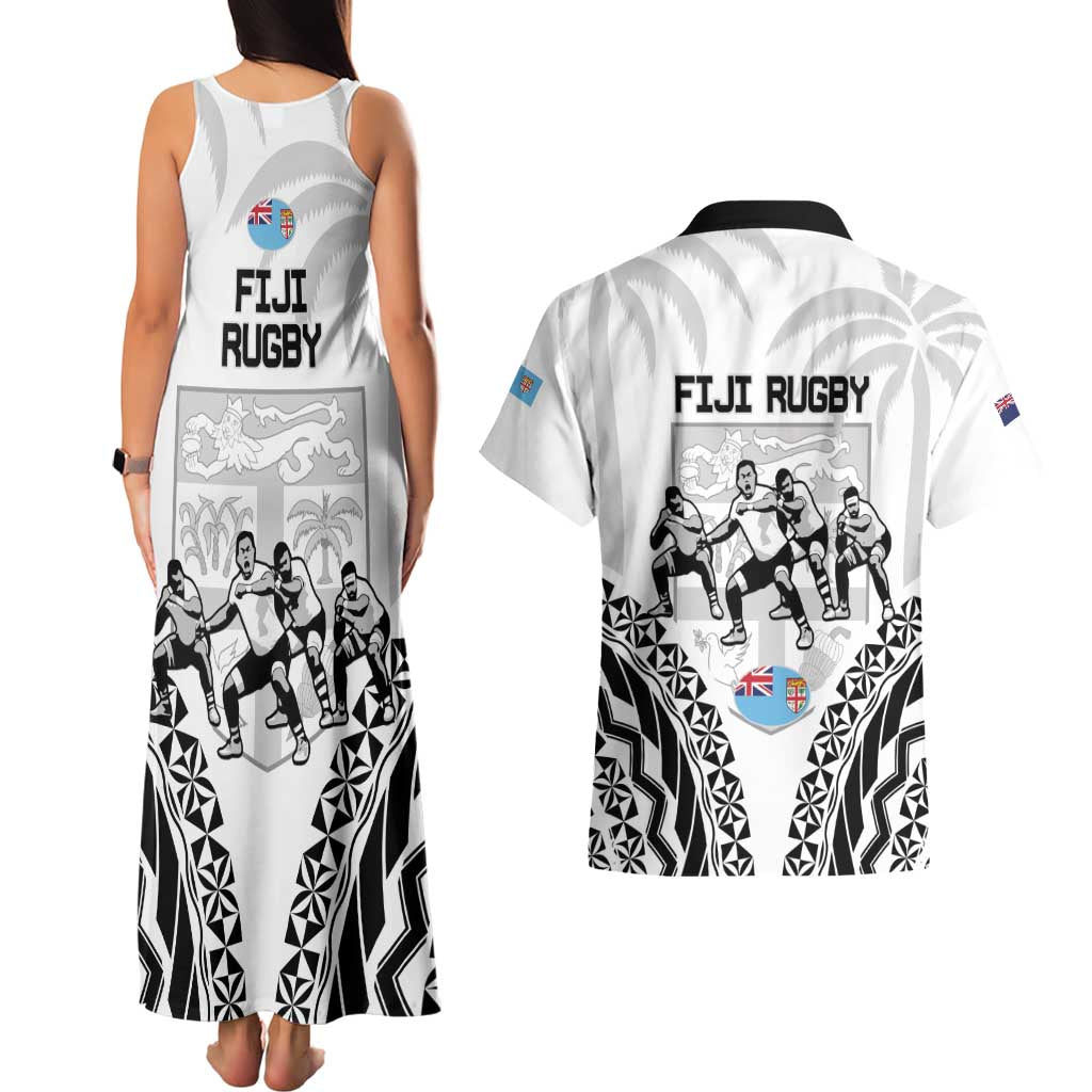 New Zealand And Fiji Tapa Rugby Couples Matching Tank Maxi Dress and Hawaiian Shirt Haka Dance Mix Cibi Dance Together