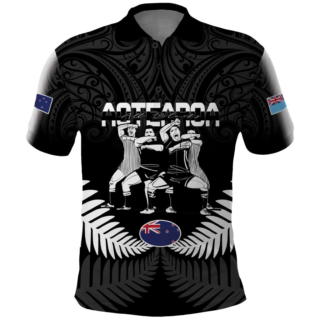 New Zealand And Fiji Tapa Rugby Polo Shirt Haka Dance Mix Cibi Dance Together