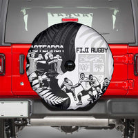 New Zealand And Fiji Tapa Rugby Spare Tire Cover Haka Dance Mix Cibi Dance Together