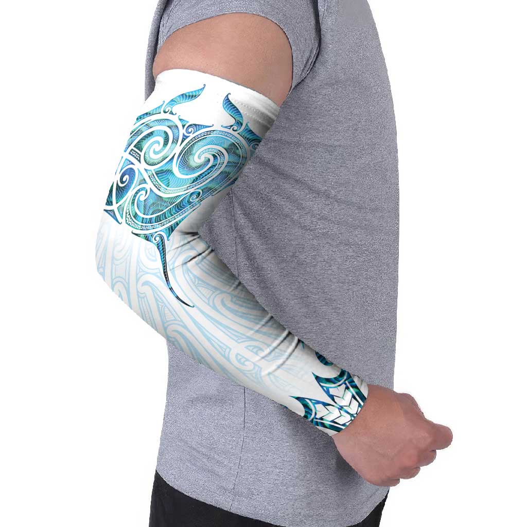 New Zealand Manta Ray Tattoo Arm Sleeves Aotearoa Maori Haehae Paua Shell - Polynesian Pride