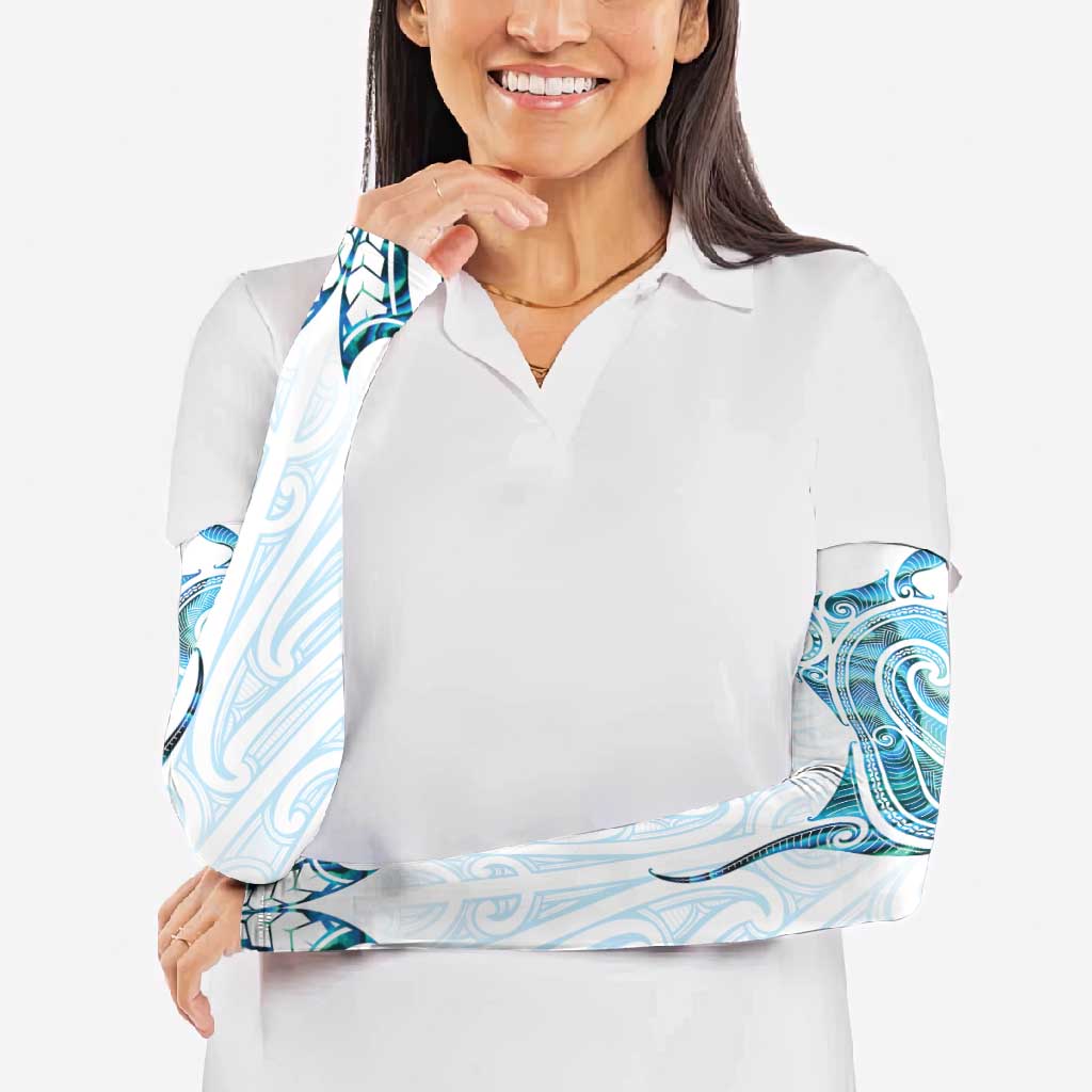 New Zealand Manta Ray Tattoo Arm Sleeves Aotearoa Maori Haehae Paua Shell - Polynesian Pride