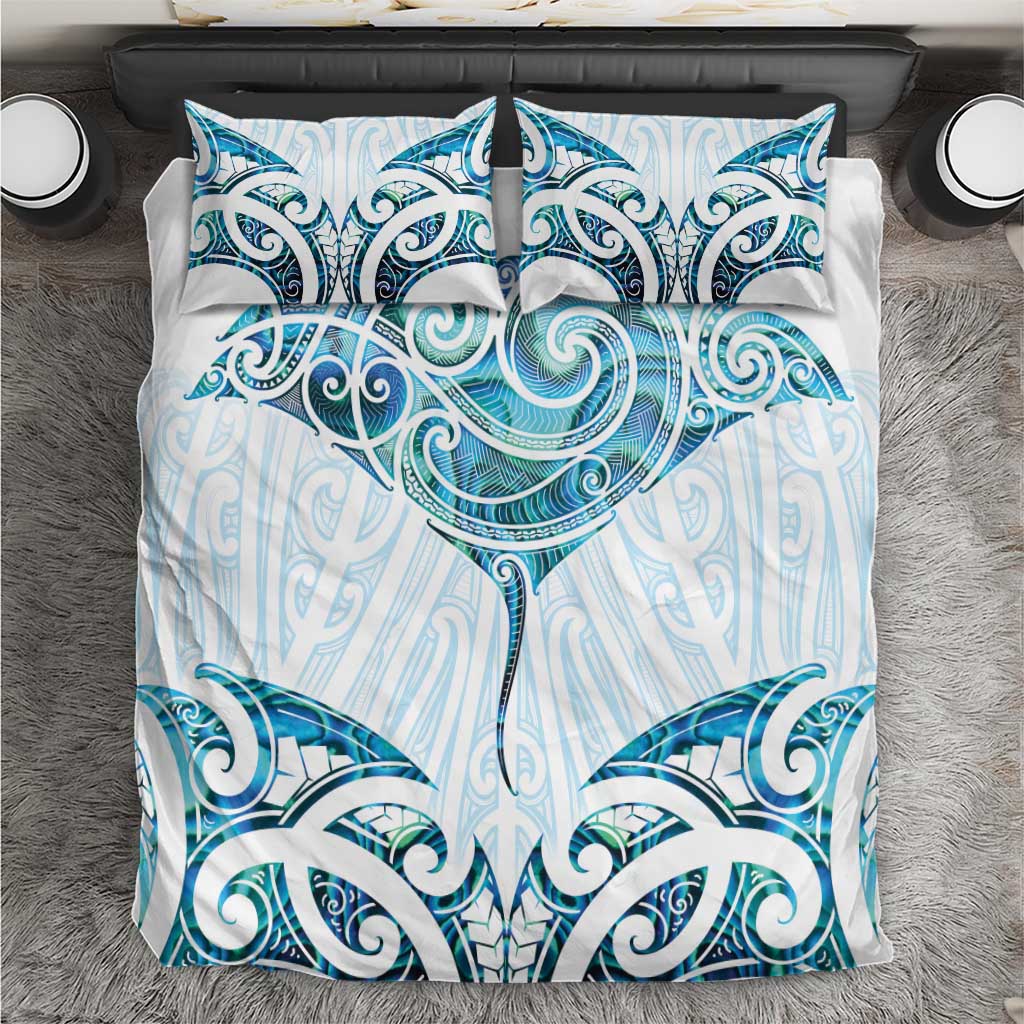 New Zealand Manta Ray Tattoo Bedding Set Aotearoa Maori Haehae Paua Shell - Polynesian Pride