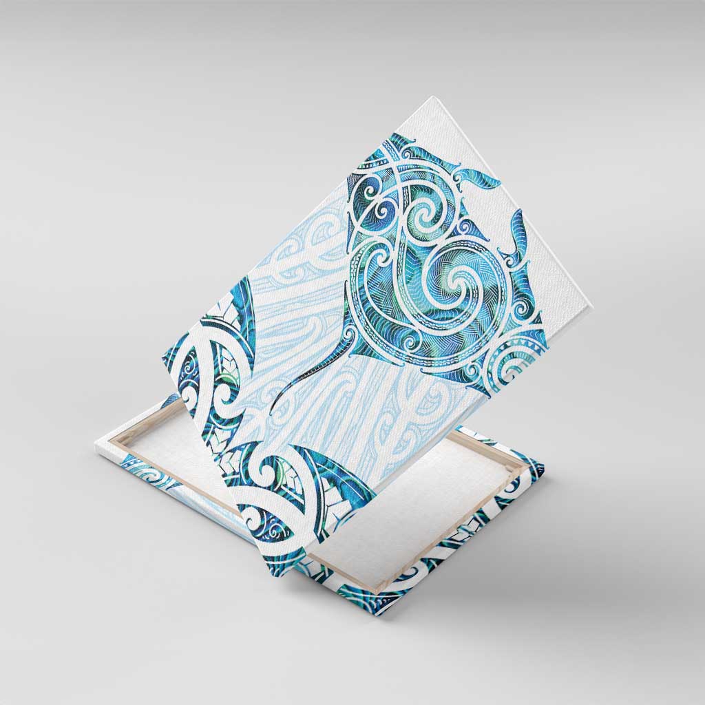 New Zealand Manta Ray Tattoo Canvas Wall Art Aotearoa Maori Haehae Paua Shell - Polynesian Pride