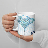 New Zealand Manta Ray Tattoo Ceramic Mug Aotearoa Maori Haehae Paua Shell - Polynesian Pride